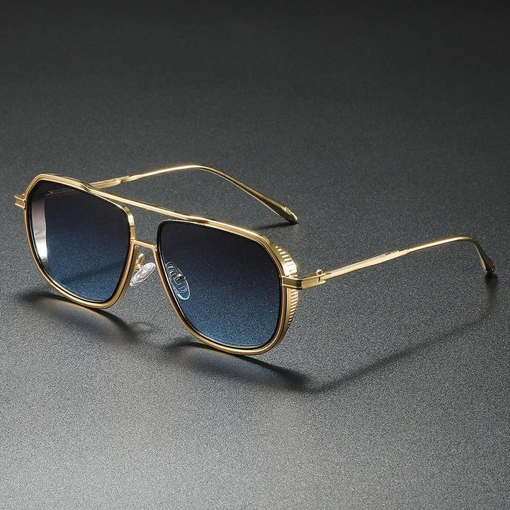 Sunglasses Metal Aviator Pilot Style Gradient Lenses - Navy