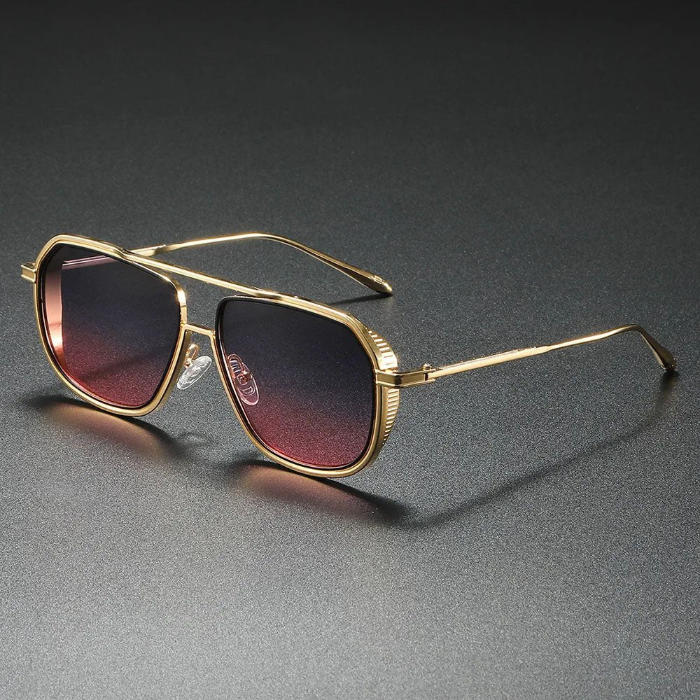 Sunglasses Metal Aviator Pilot Style Gradient Lenses - Pink
