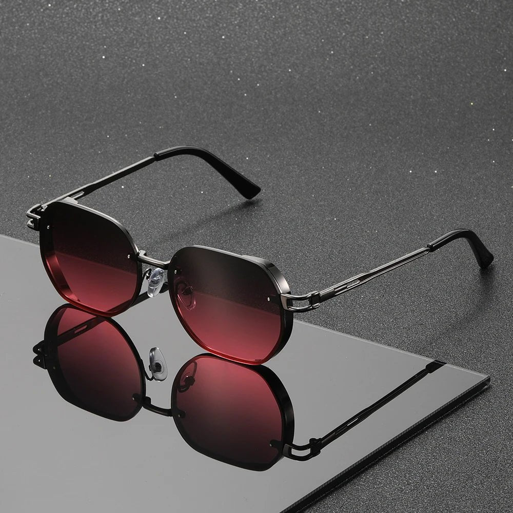 Sunglasses Metal Gradient Minimalist Unisex - Red