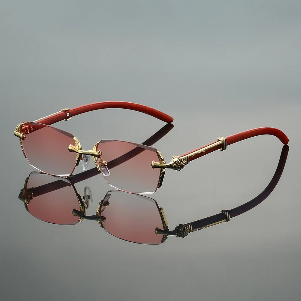 Sunglasses Randløse Guld Metal Gradient Linser - Pink