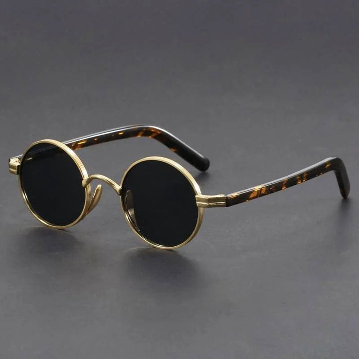 Sunglasses Retro Runde Rammer Metal UV400 Beskyttelse - Gold