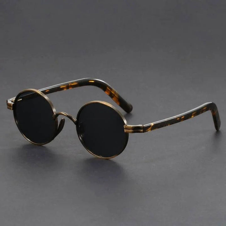 Sunglasses Retro Runde Rammer Metal UV400 Beskyttelse - Gray