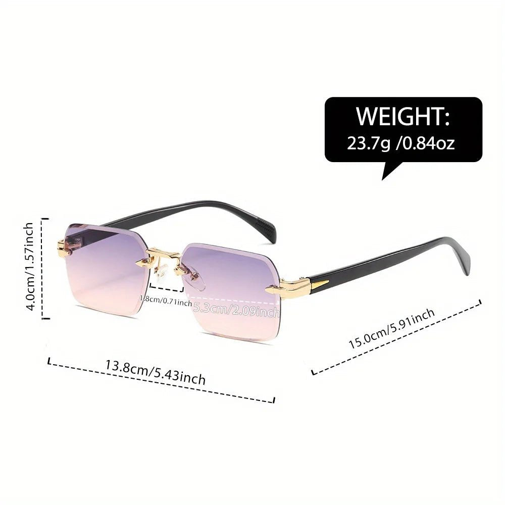 Sunglasses Rimless Gradient Gold Bridge Unisex