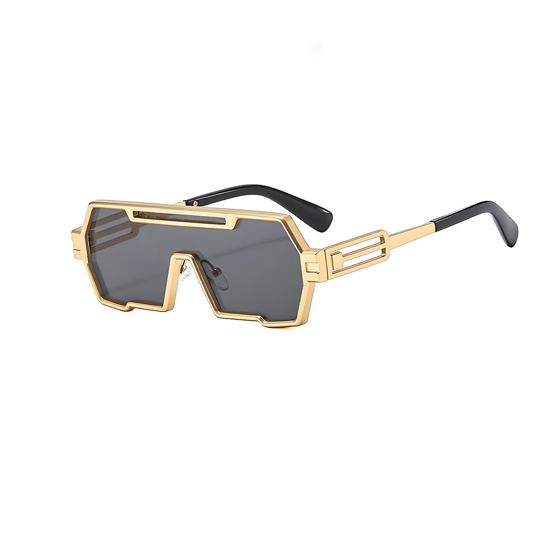 Sunglasses Steampunk Metal Firkantede UV Beskyttelse - Gold Black