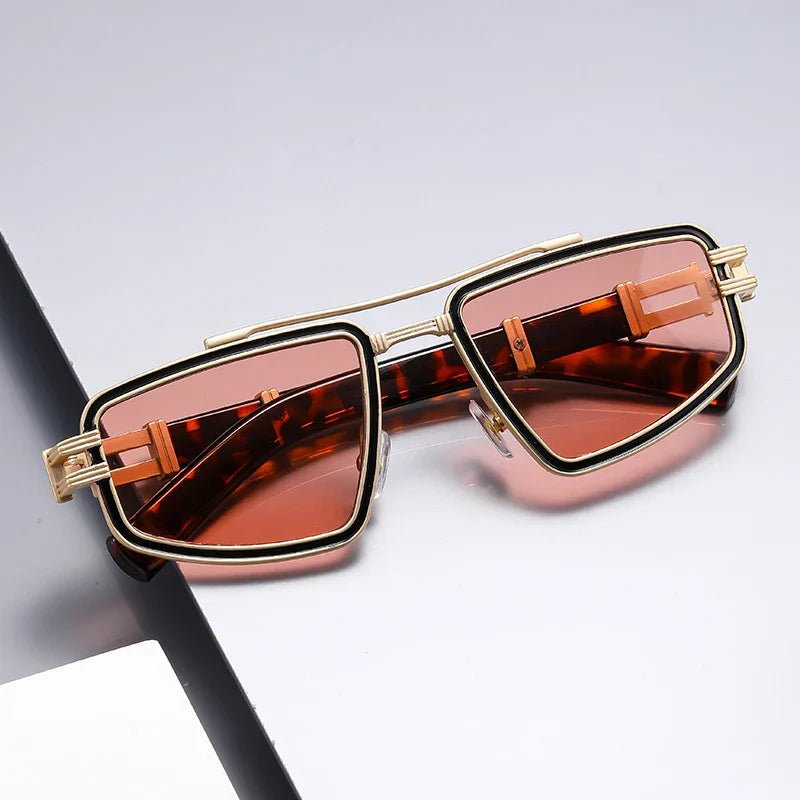 Sunglasses Titan Stel Kantede Rammer Dobbelt Bro - Deep Amber
