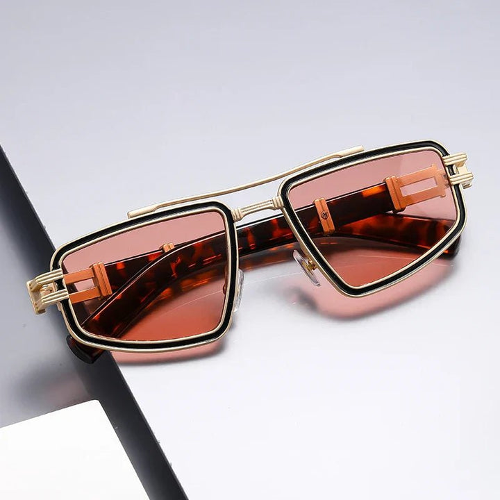 Sunglasses Titan Stel Kantede Rammer Dobbelt Bro - Deep Amber