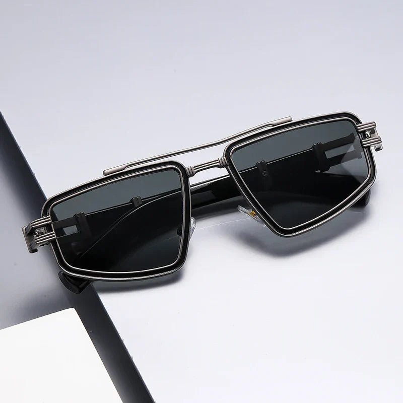 Sunglasses Titan Stel Kantede Rammer Dobbelt Bro - Midnight Black