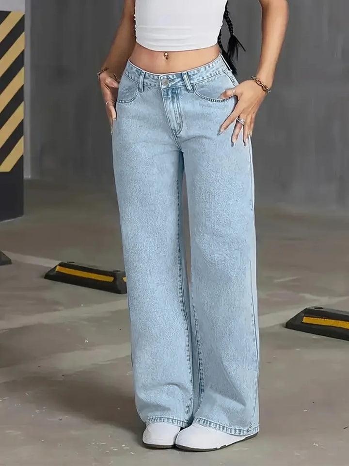 Henriette | Dame Lysvaskede Wide Leg Jeans
