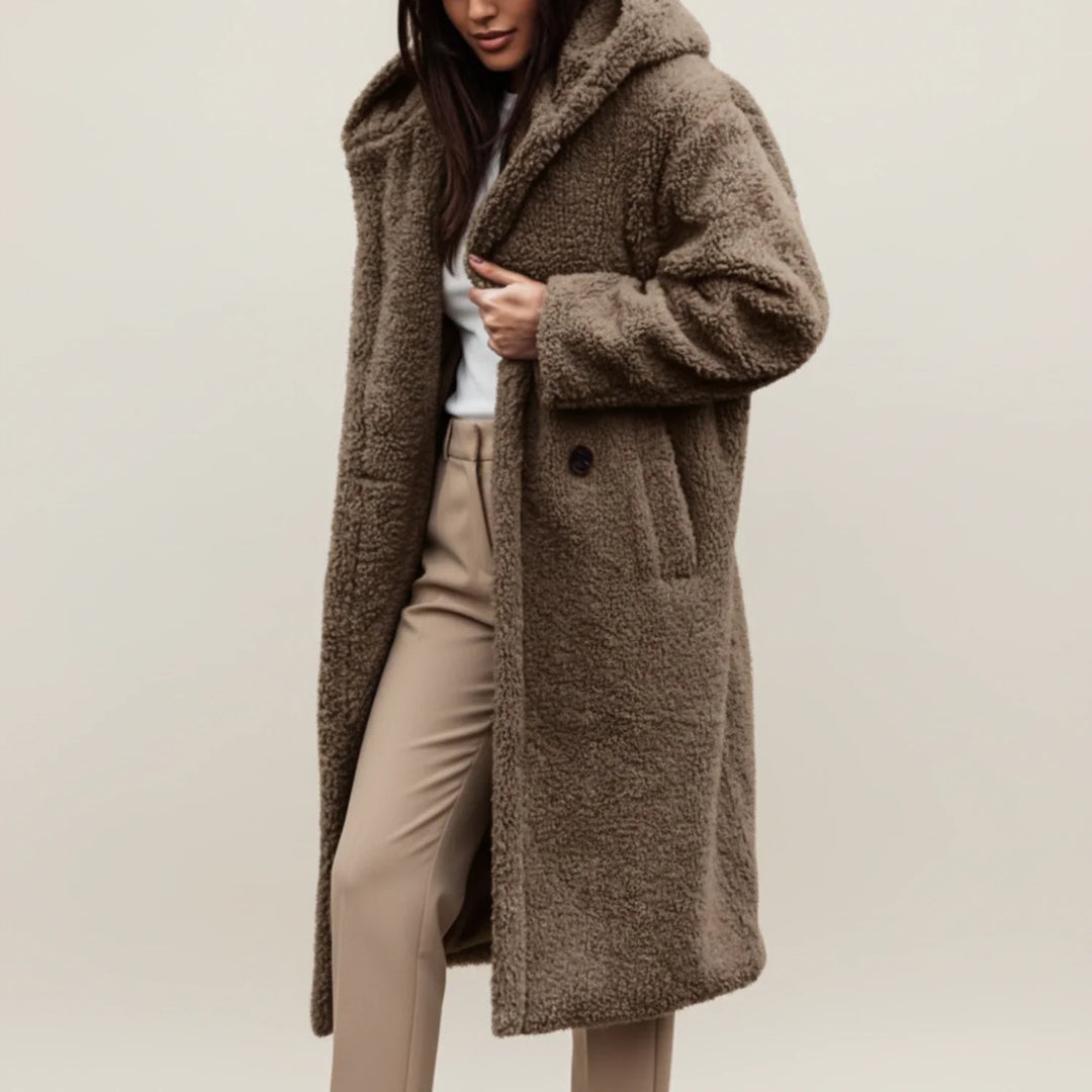 Nanna | Kvinders Lange Vinterfrakke med Hætte