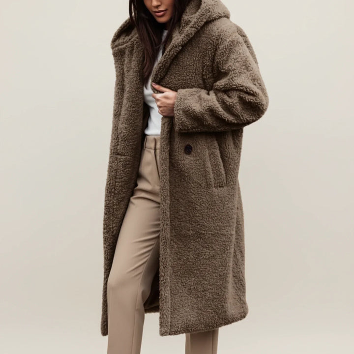 Nanna | Kvinders Lange Vinterfrakke med Hætte