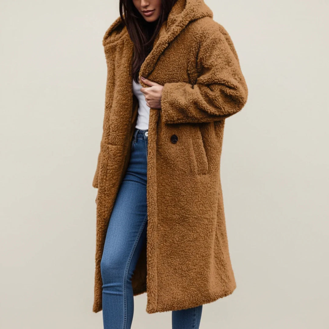 Nanna | Kvinders Lange Vinterfrakke med Hætte