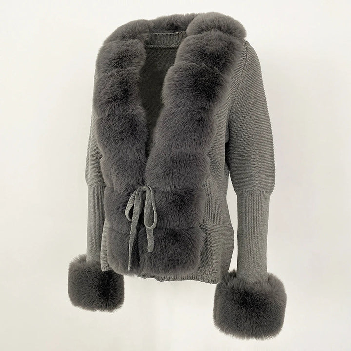 Celina | Dame Cardigan med Kunstpelskant og Bindelukning - Freya Kobenhavn